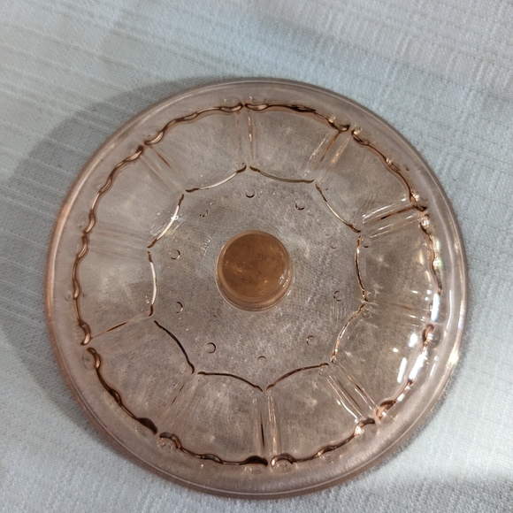 VTG pink depression glass covered candy dish sugar bowl apothecary KIG Indonesia - Picture 5 of 8